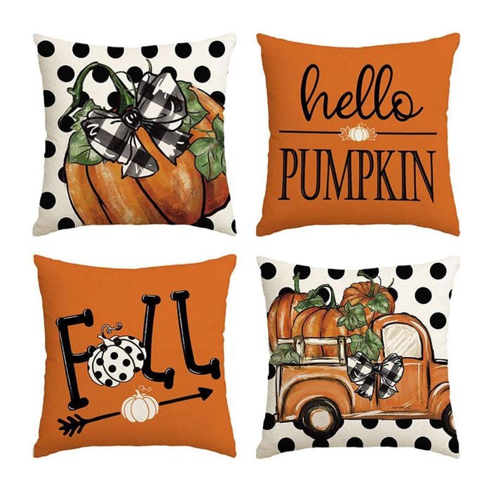 Catzon 4 Pcs Linen Throw Pillow Covers Autumn for Home
