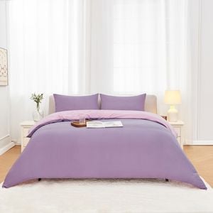 LINENOVA Pre Wash Microfibre Quilt Cover Set - Queen,Dusty Lilac