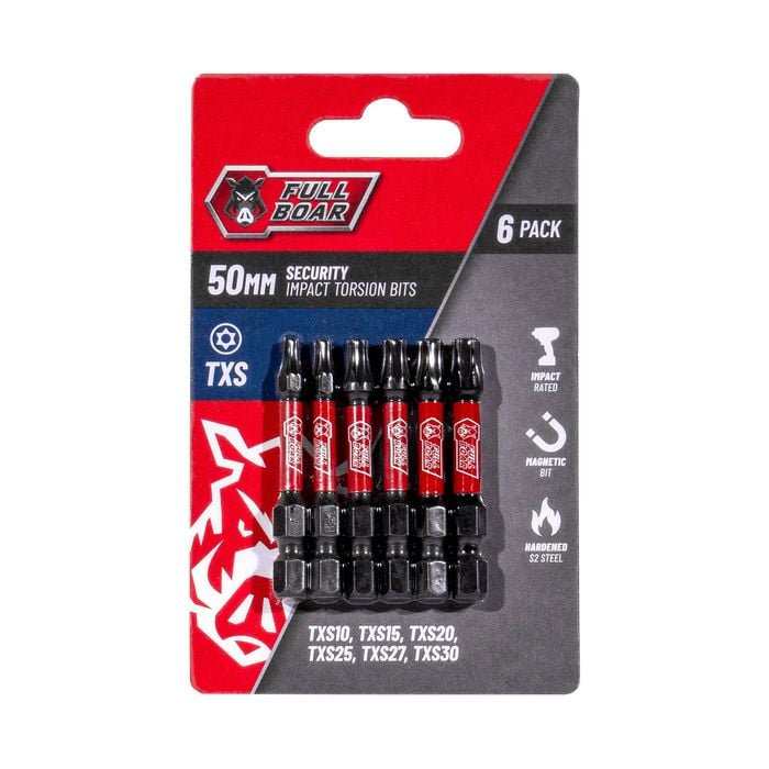 Full Boar TXS x 50mm Impact Security Torsion Bits Set - 6 Pack