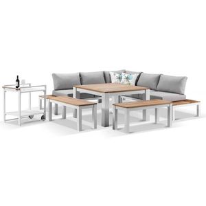 Nova Outdoor Aluminium Lounge & Dining Setting W/ Bar Cart