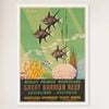 Galrie Vintage Great Barrier Reef Travel Poster from Queensland Australia Artwork, White Frame, A3 30 x 42cm (12 x 16inch)