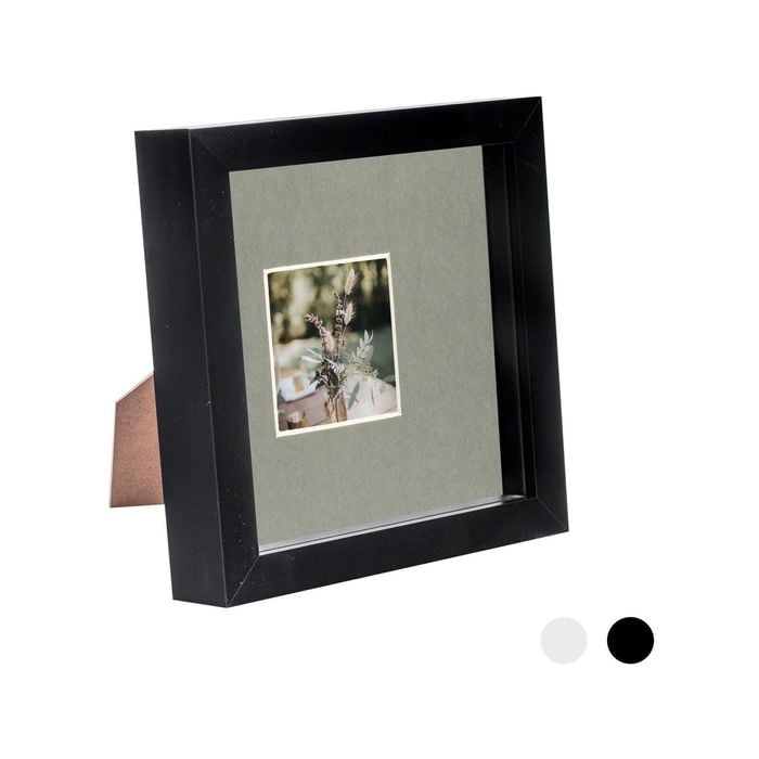Nicola Spring 6 x 6 3D Shadow Box Photo Frame - Craft Display Picture Frame with 2 x 2 Mount - Glass Aperture - Black