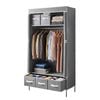 Artiss Large Portable Clothes Closet Wardrobe With Tiebacks Grey