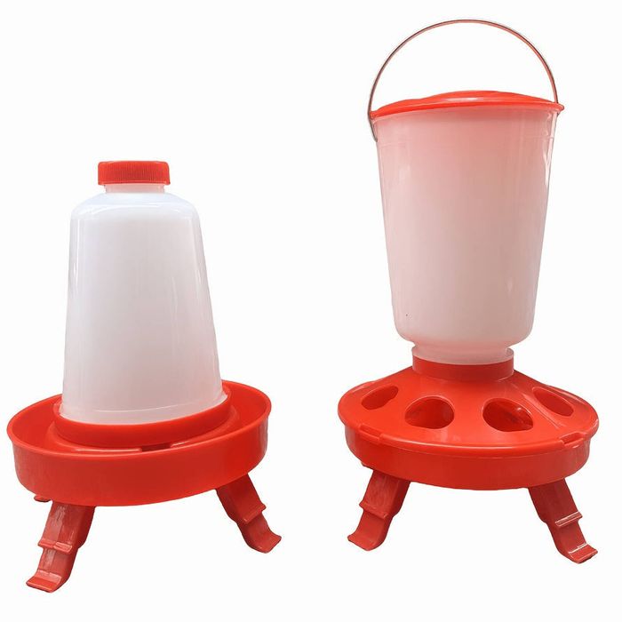 Raised Poultry Feeder & Drinker Set - 2 Piece Gravity Set