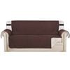 Smarcute 3 Seater Quilted Reversible Pet Friendly Non-Slip Sofa Cover with Straps Brown