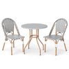 Costway 3PCS Patio Bistro Set Outdoor French Wicker Round Table & 2 Dining Chairs-White