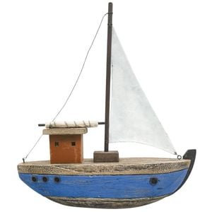 Urban Wooden Drift Boat Table Decorative Ornament 31x28cm Blue/Natural