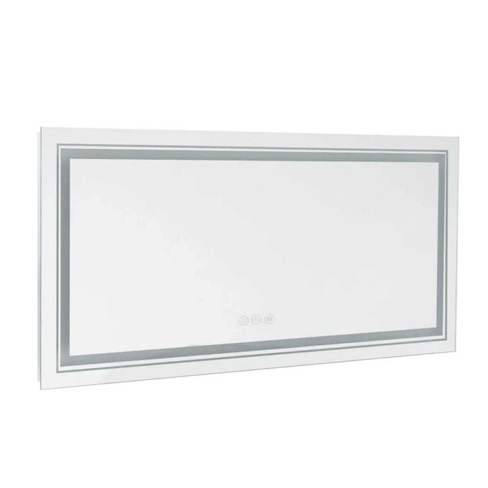 P&P Silver Rectangular LED Mirror Front Backlit Anti Fog Bathroom Vanity