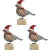 3PK LVD Metal French Xmas Bird Home/Living Room/Tabletop Xmas Decor 14x12cm