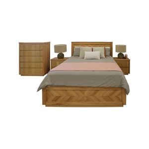 Rosemallow 4pc King Bed Frame Bedroom Suite Timber Bedside Tallboy Package Set