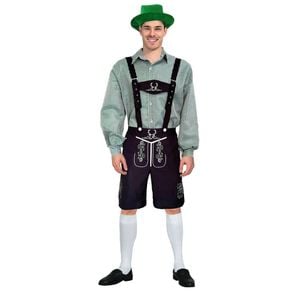 Adult Green Checkered Beer Man Oktoberfest Costume Halloween Cosplay Dress Up L/XL 175-185cm Height