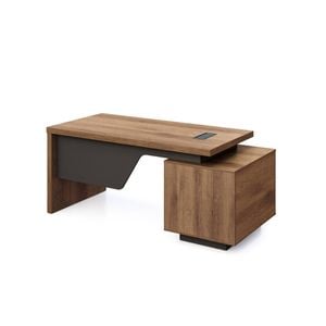 DreasyTech 160/180CM Executive Office Desk Modern Adjustable With Left Return Brown Oak Colour