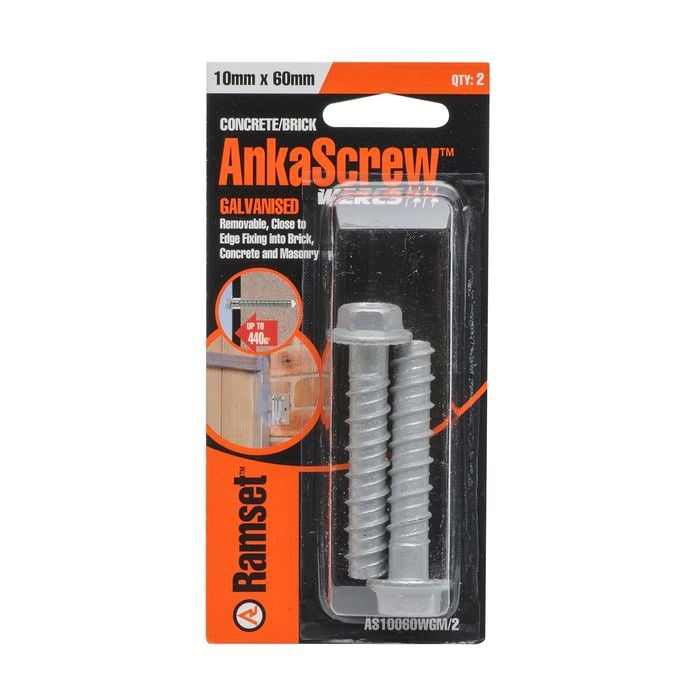 Ramset 10 x 60mm Galvanised AnkaScrew Masonry Anchor - 2 Pack
