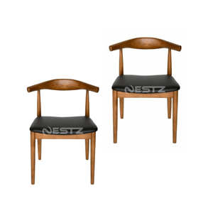 Sd House Set Of 2 - Hans Wegner Replica Ch20 Elbow Dining Chair - Walnut Frame - Black