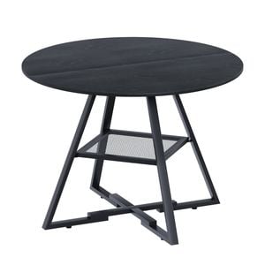 Ufurniture Round Dining Table For 4-6 Circle Kitchen Dining Dinner Table With Pedestal Metal Frame Black
