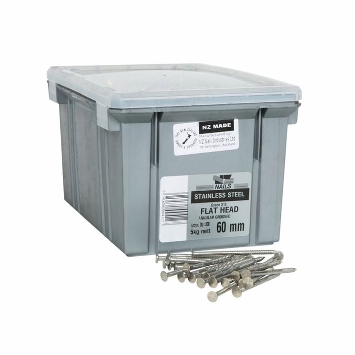 NZ Nails 60 x 3.15mm 5kg 316 Stainless Steel Flat Head Nail