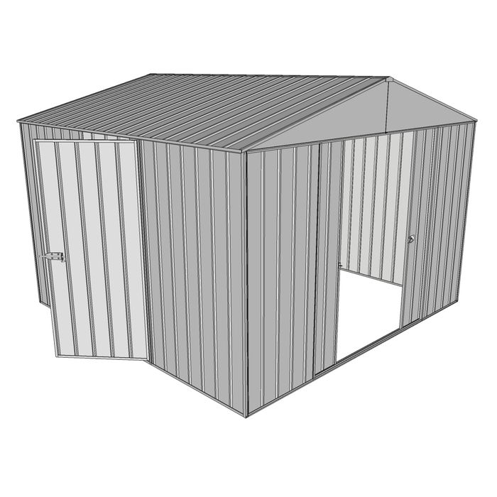 Build-a-Shed 3.0 x 3.0 x 2.3m Double Sliding and Single Hinge Door Shed - Zinc