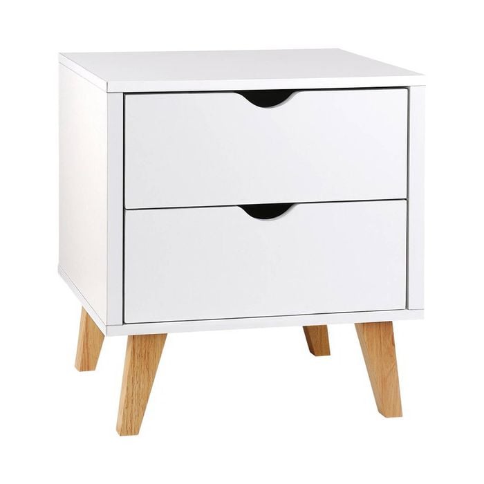 Artiss White 2 Drawer Bedside Table