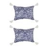 2PK Good Vibes Inflatable Beach Pillow With Tassels Tahitian Blue 40x29x13cm