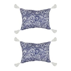 2PK Good Vibes Inflatable Beach Pillow With Tassels Tahitian Blue 40x29x13cm