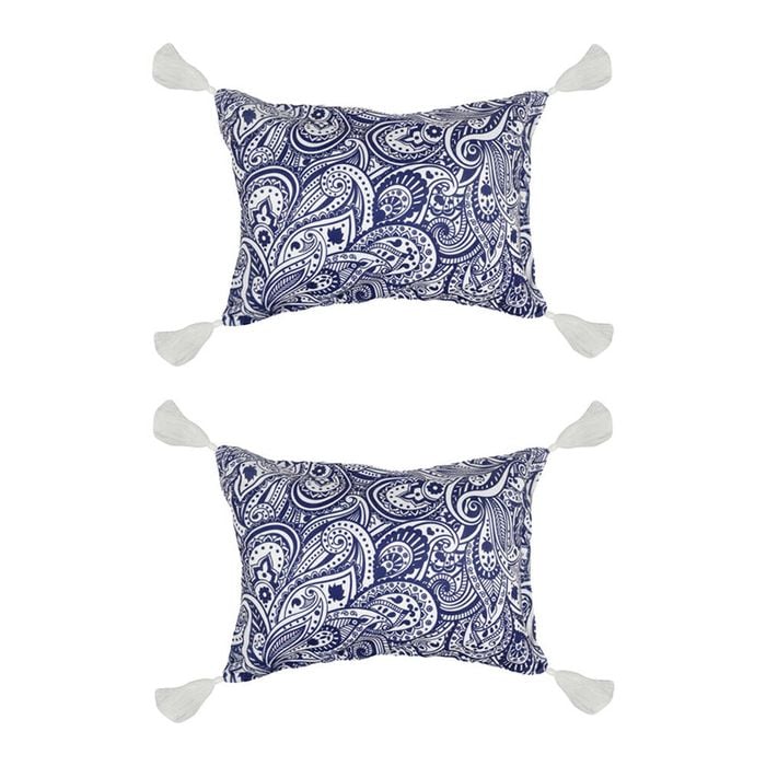 2PK Good Vibes Inflatable Beach Pillow With Tassels Tahitian Blue 40x29x13cm