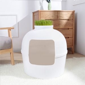 Yes4pets Multifunctional Cat Litter Box Pet Cat House Semi-enclosed White