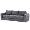 Ufurniture 235cm 3 Seater Sofa Corduroy Modular Compressed Large Couch Recliner No Assembly Grey