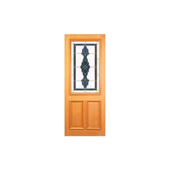 Woodcraft 2040 x 820 x 40mm Entrance Door Half Lite Blue Leadlight  Glass TG10BB