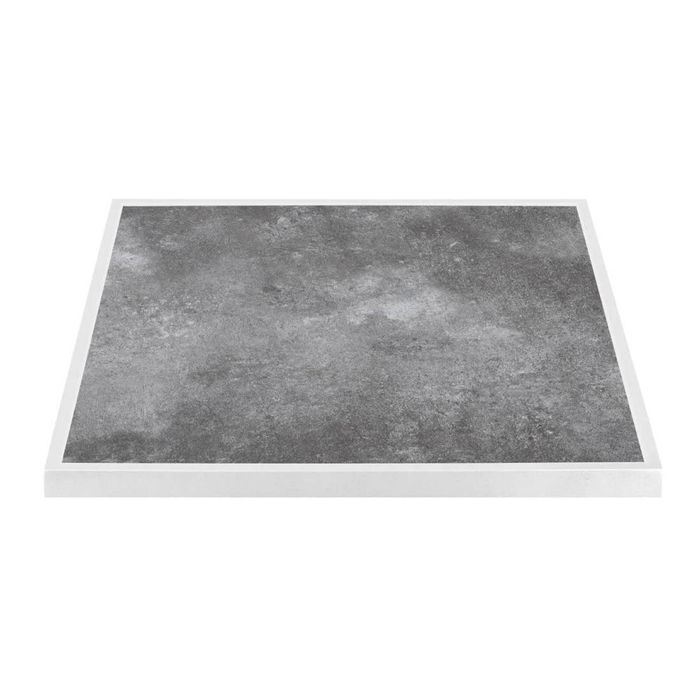 Bolero Table Top Outdoor Tempered Glass Dark Stone Effect White Trim 700mm