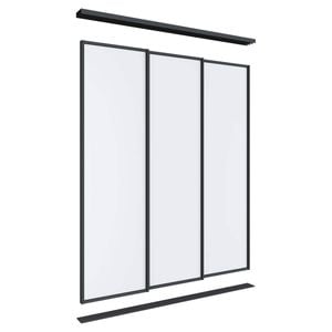 Lugna 2100 x 1800mm Black Melamine Wardrobe Triple Sliding Doors