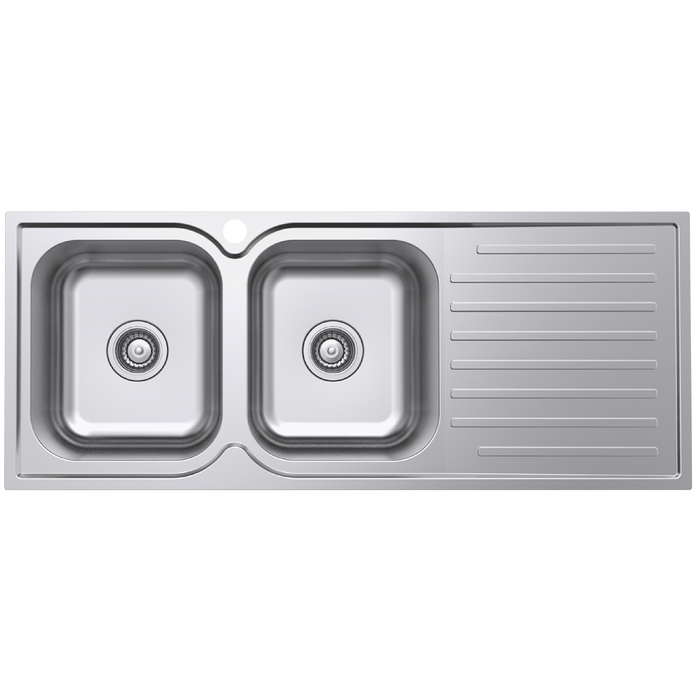 Everhard 1180mm Classic Square 1TH LH 2 Bowl And Drainer