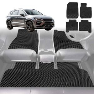 6D Diamond Car Floor Mats for Cupra Ateca 2016-Current-Full Set-Black-Outback GT