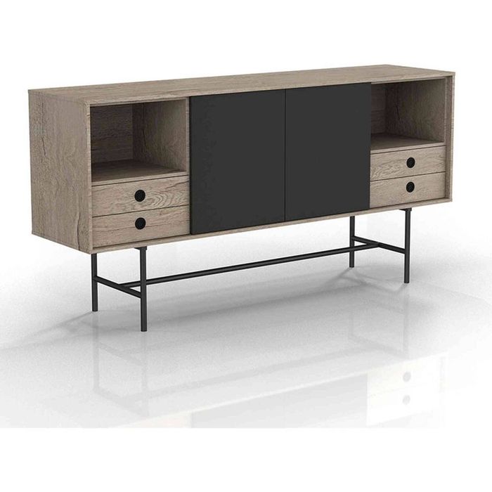 Modern Home BAYLEN Sideboard Buffet 160cm(L)x40cm(D)x80cm(H)- Oak & Black