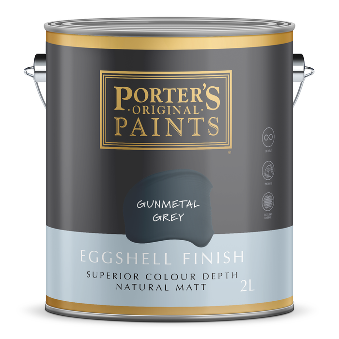 Porter's 2L Gunmetal Grey Eggshell Finish Broadwall Washable Paint