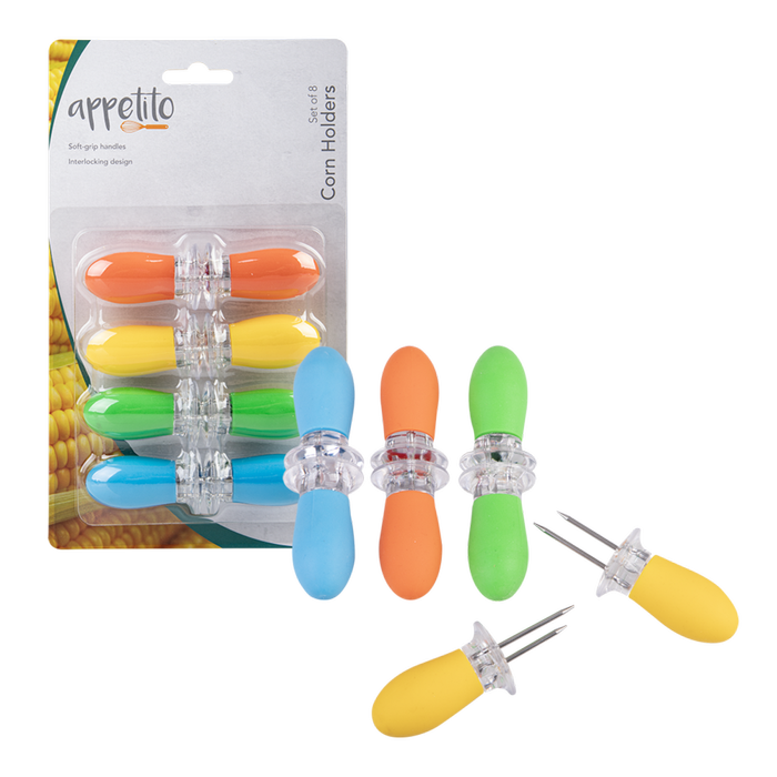 Appetito Soft Grip Corn Holders Set 8 - Asst. Colours
