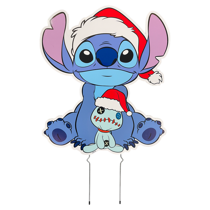Disney Festive Stitch Corflute Garden Sign With Metal Stakes