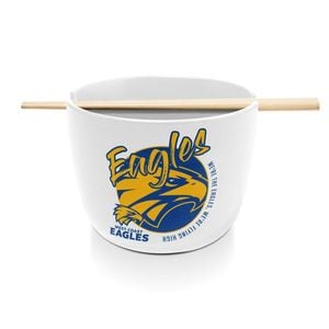 Afl Noodle Bowl With Chopsticks - West Coast Eagles - Ceramic - 490ml Capacity