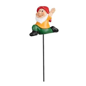Northcote Pottery 5 x 15cm Red Hat Yoga Gnome Polyresin Decorative Garden Stake