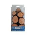Crafted 3-6cm Round Craft Natural Wood Slices - 30 Pack