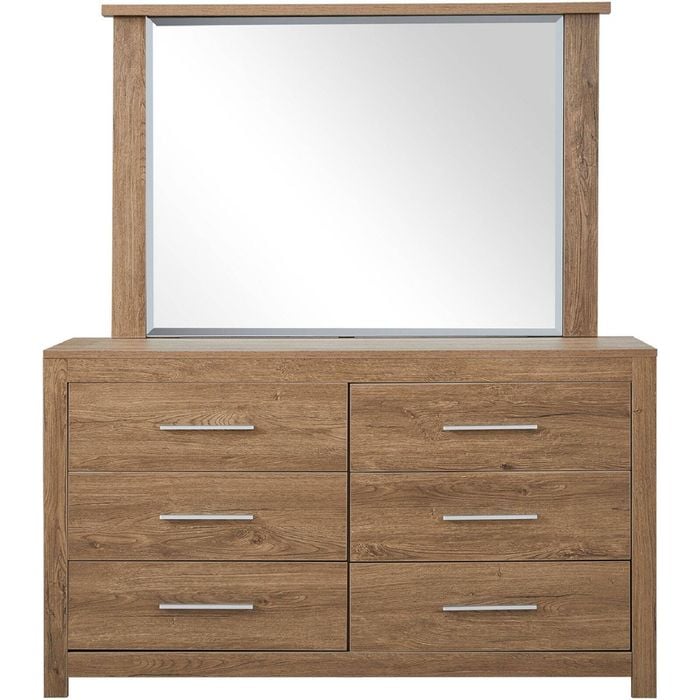Jason Lowboy Dresser with Mirror - Dark Oak