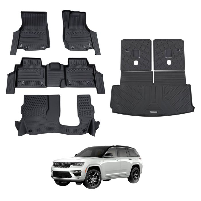 AUSGO Car Floor Mats for Jeep Grand Cherokee L WL Series 7-Seat 2021-Onwards All-Weather Floor Liners