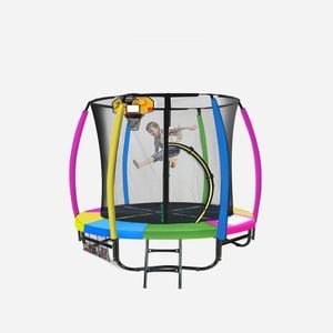 Kahuna Trampoline 8 Ft With Basketball Set - Rainbow