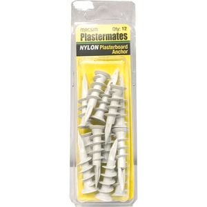 Macsim 45mm White Plastermate Nylon Anchor  - 12 Pack
