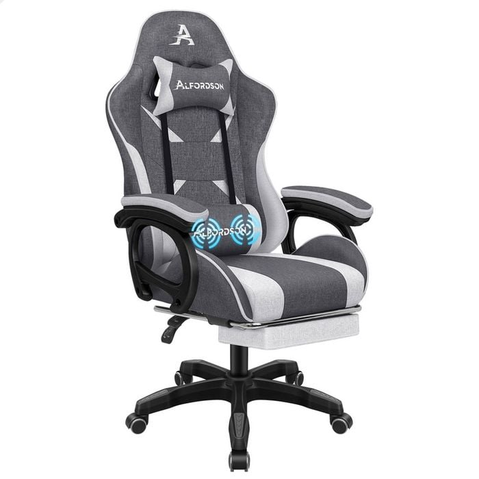 ALFORDSON Massage Gaming Chair Fabric Light Grey