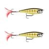 2x Rapala 5cm Skitter Pop Topwater Popper Fishing Lures - Striped Grey Shiner