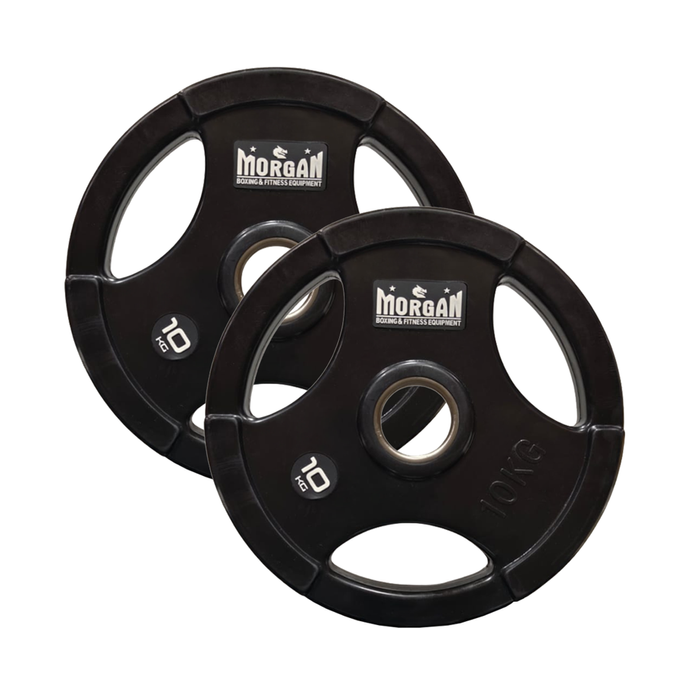 Morgan Tri-grip Rubber Coated Olympic Weight Plates (pair) [10kg]