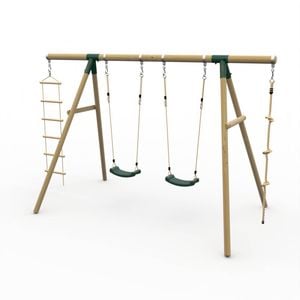 Plum Play Gibbon Kids/Children Outdoor/Garden Wooden Swing Set w/Rope & Ladder