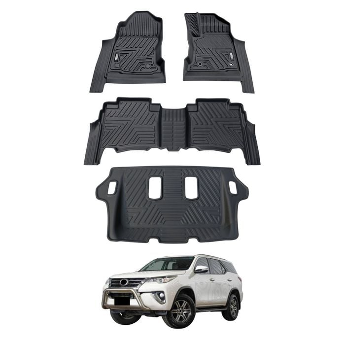 AUSGO 3-Row Set Car Floor Mats for Toyota Fortuner Auto Trans 2015-Onwards Floor Liners