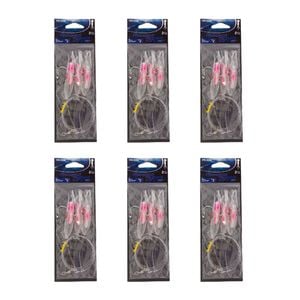 6x Wilson Rigged to Jig Rig 3 Hook Squid Style Jig Fully UV Active - Colour #2
