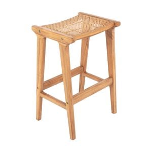 Djawa Solid Teak and Natural Rattan Counter Stool
